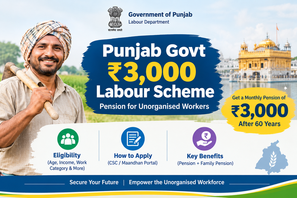 Punjab Govt ₹3,000 Labour Scheme Check: Who Gets ₹3,000 Pension, Eligibility and How to Apply